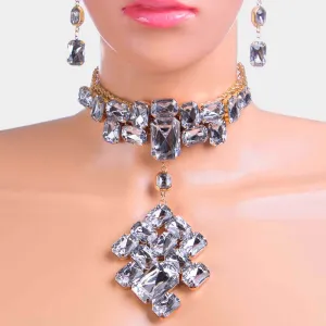 iLLASPARKZ Chunky Rectangle Stone Cluster Choker Necklace
