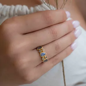 Labradorite Gold Plated Ring