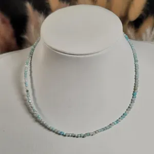 Larimar Micro Faceted Choker/Layering Necklace for Peaceful Goddess Vibes