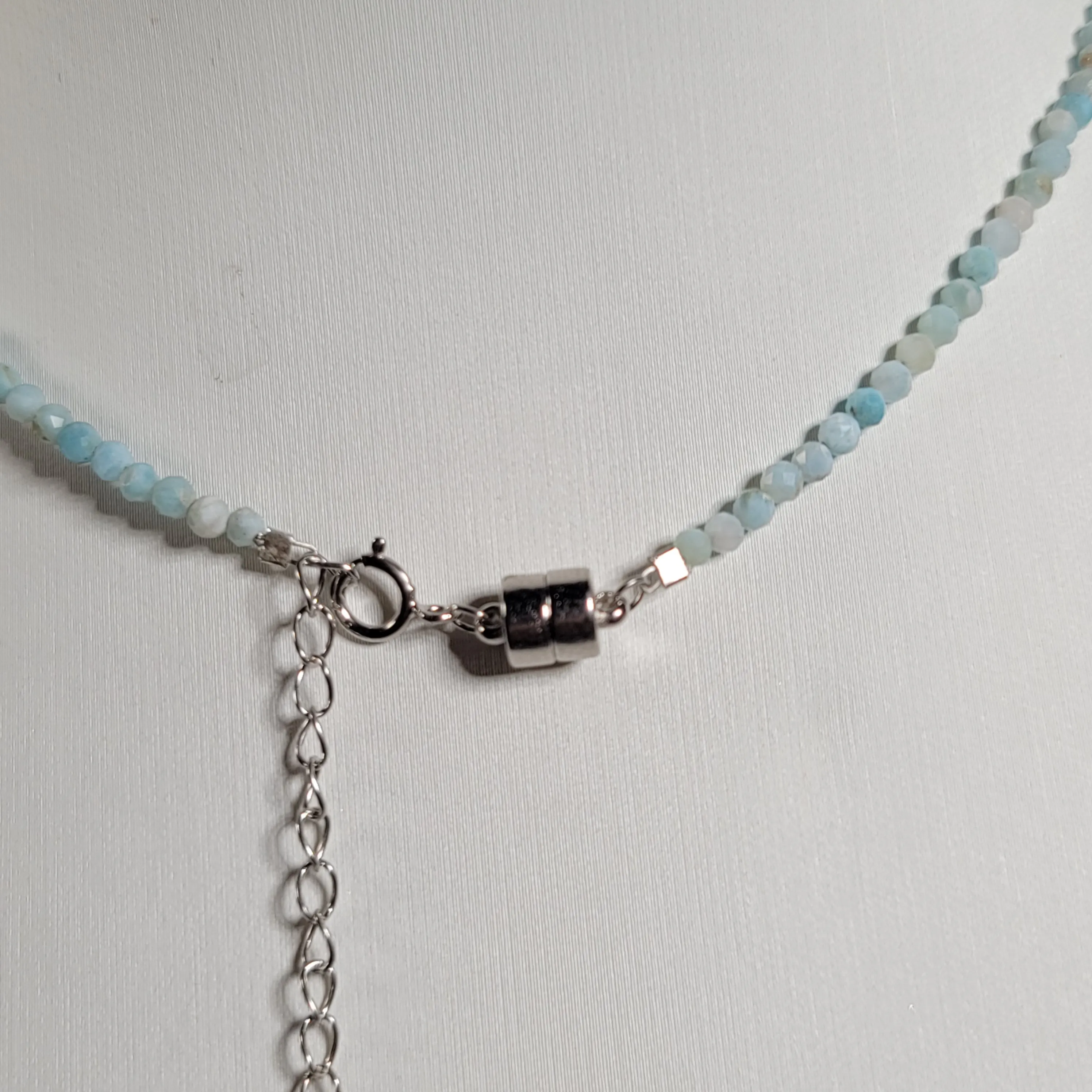 Larimar Micro Faceted Choker/Layering Necklace for Peaceful Goddess Vibes