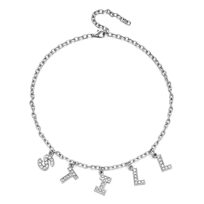 Letter Crystal Necklace Choker