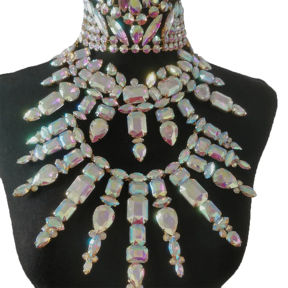 Luxury Glass Crystal Multilayer Necklace for Women