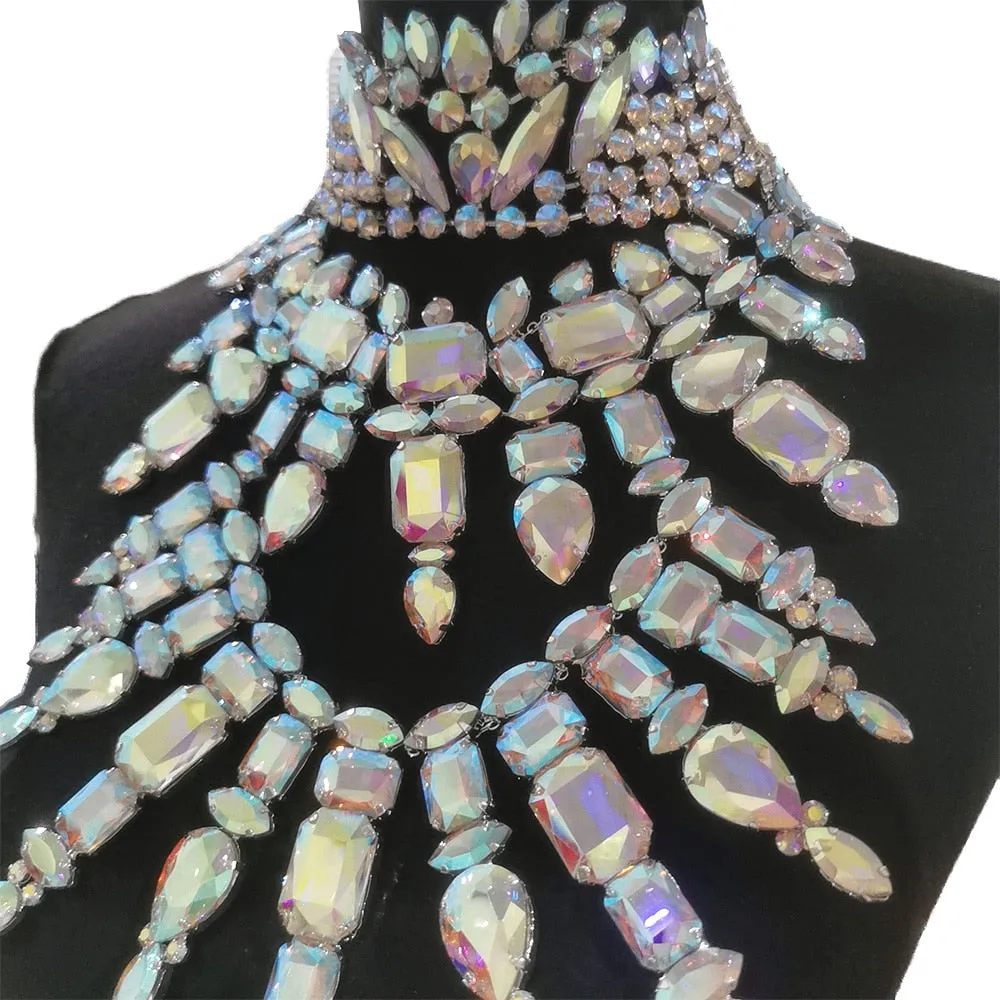 Luxury Glass Crystal Multilayer Necklace for Women