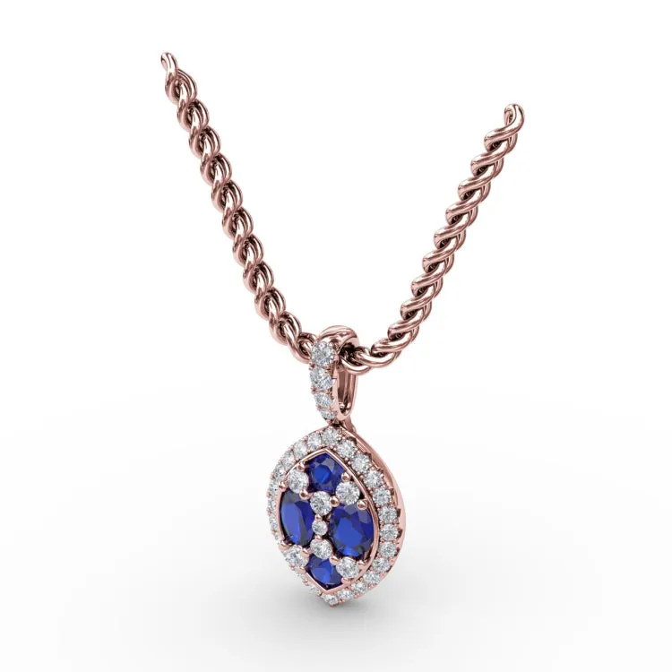 Marquise Sapphire and Diamond Pendant