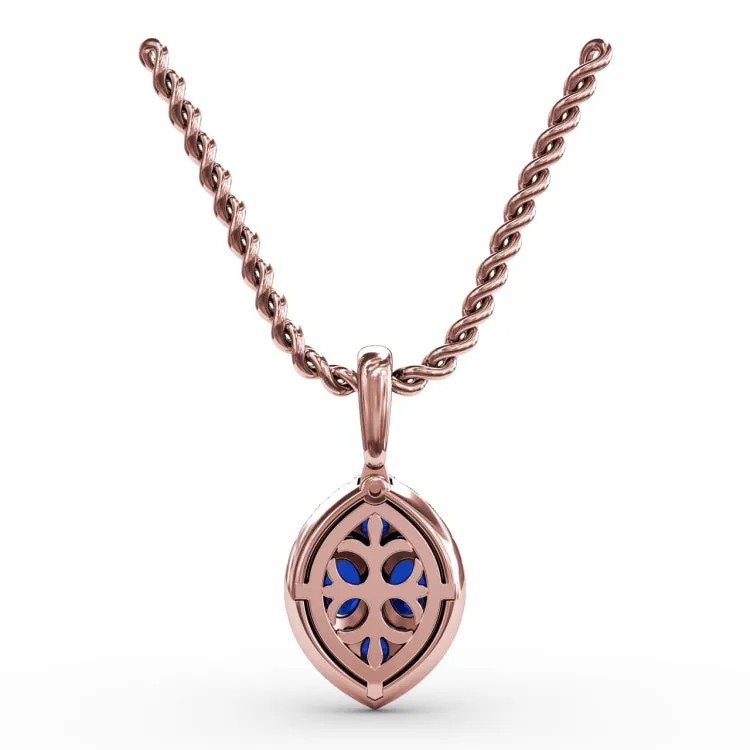 Marquise Sapphire and Diamond Pendant