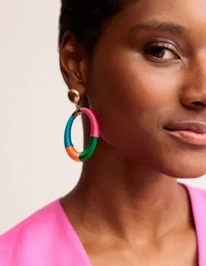 Mega Wrapped Ring Earrings-Pink