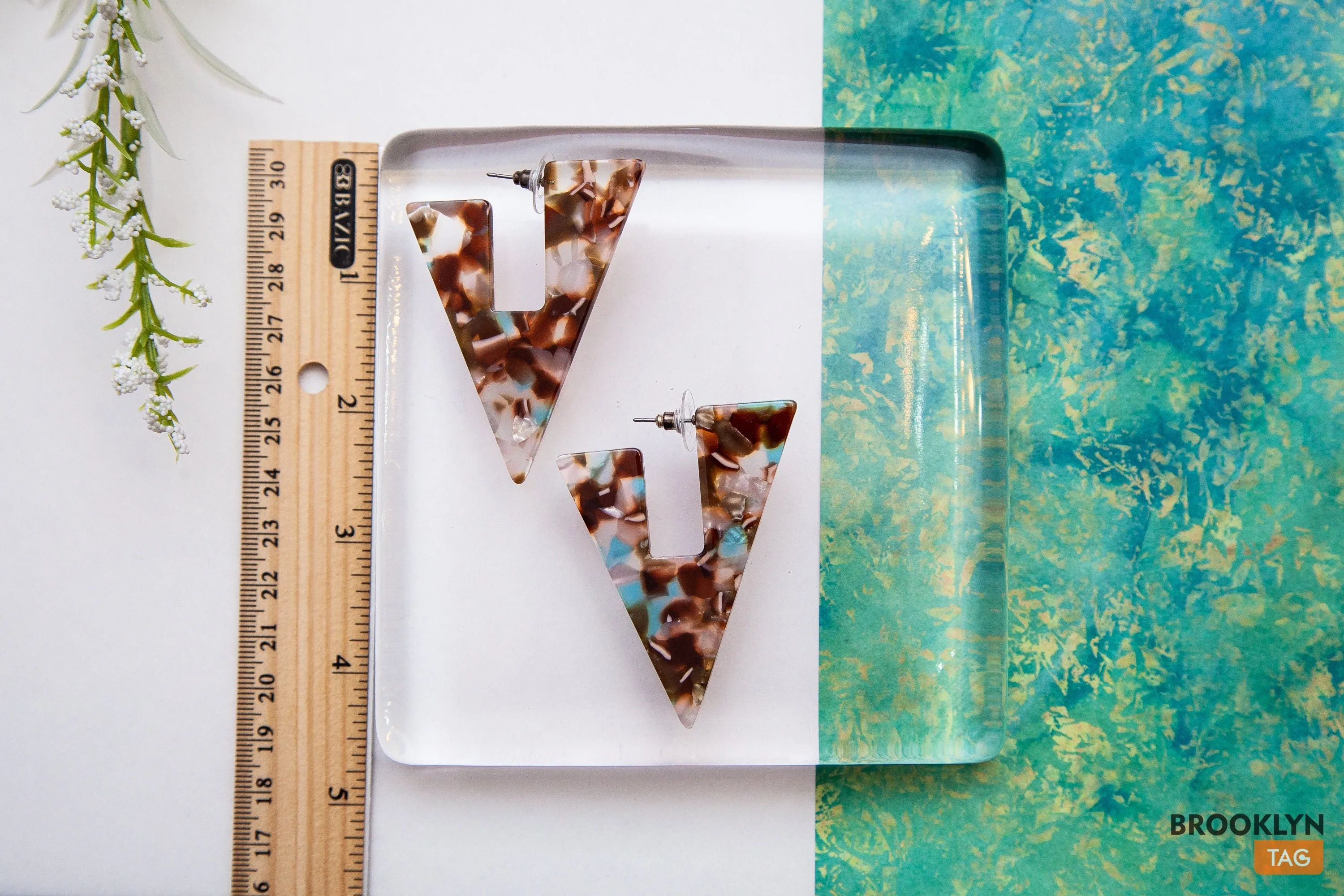 Multicolor Acrylic Triangle Hoop Earrings