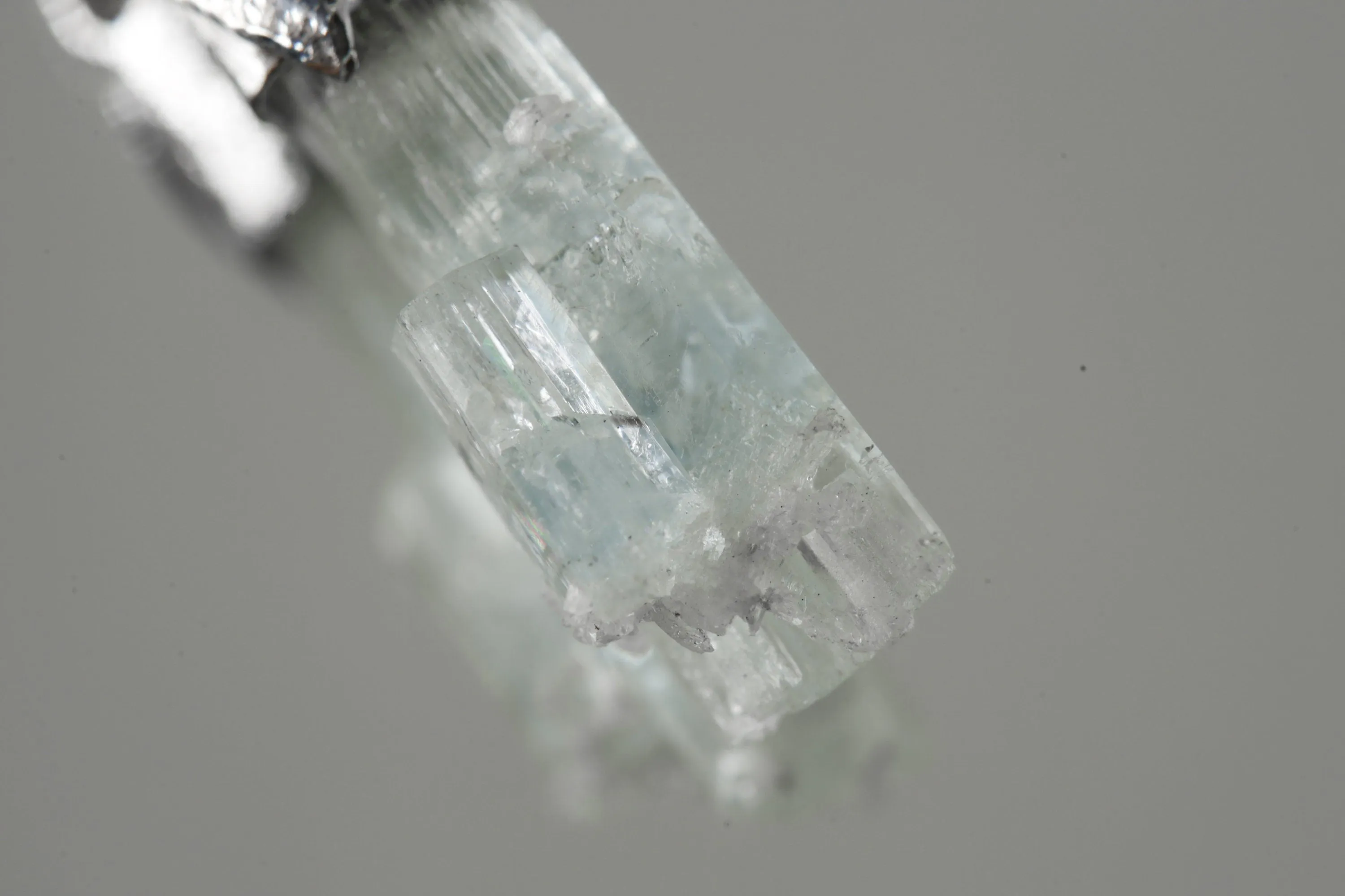 Natural Gem Aquamarine Twin Stack Pendant, Organic Textured 925 Sterling Silver, Throat Chakra, Pisces Zodiac, Communication and Harmony