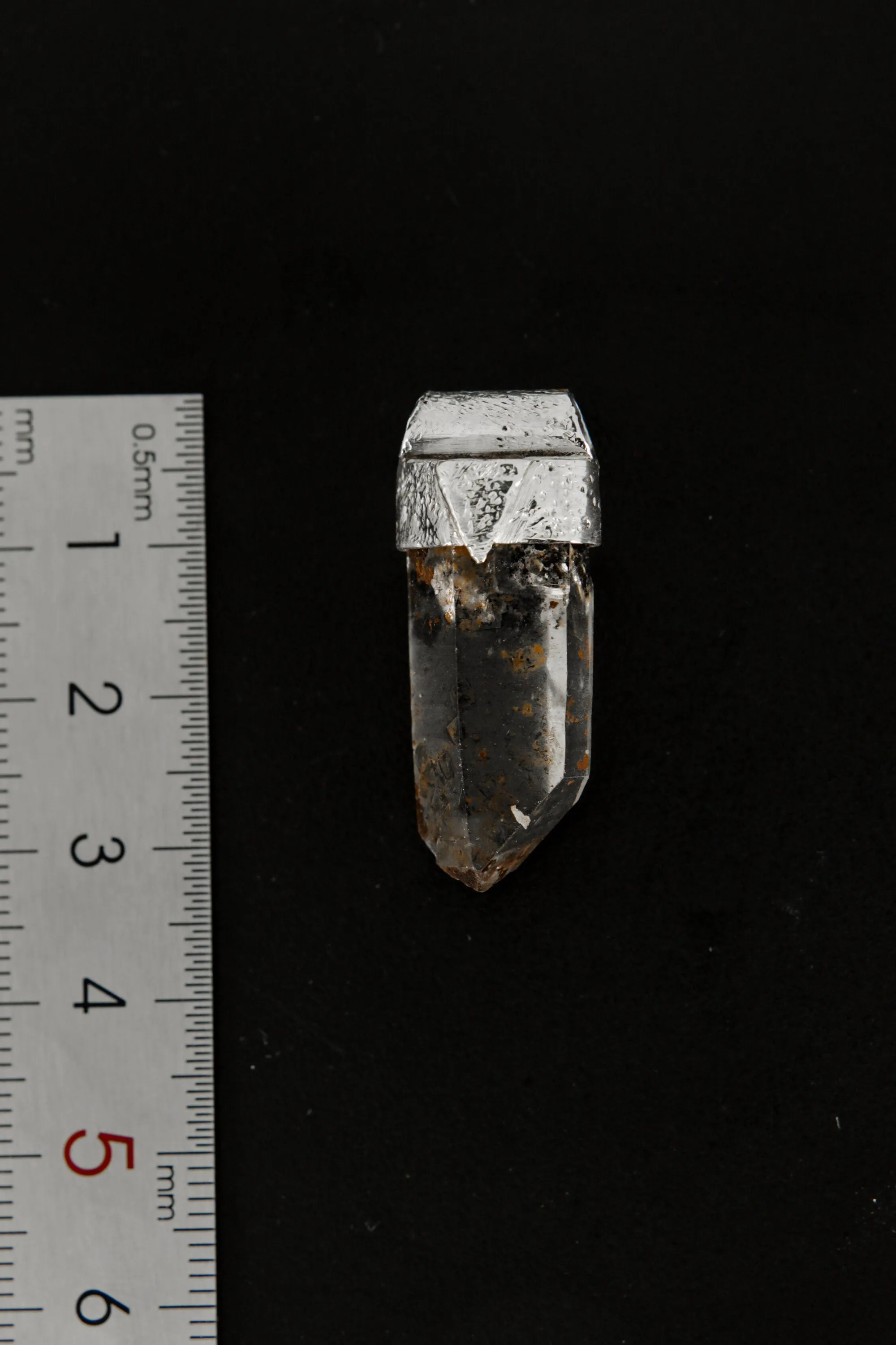Natural Pyrite Inclusion Quartz Point Stack Pendant, Organic Textured Sterling Silver, Solar Plexus Chakra, Leo ,Protection, Unique Gift