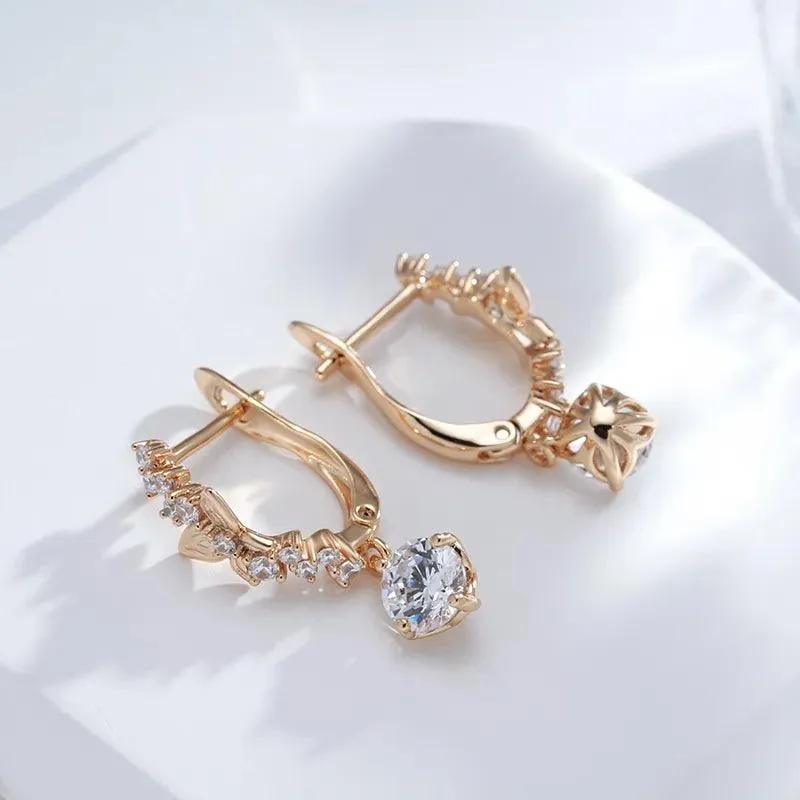 Natural Zircon Dazzling Hollow Butterfly Dangle Earring