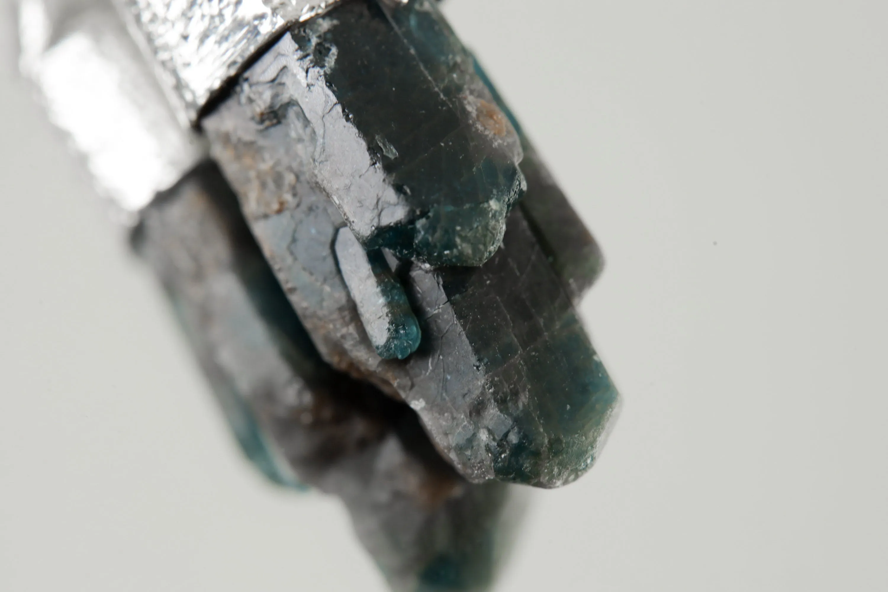 Rare Multi-Terminated Blue Apatite Specimen Pendant, Stack Collection Charm, Organic Textured Sterling Silver, Throat Chakra, Gemini Zodiac