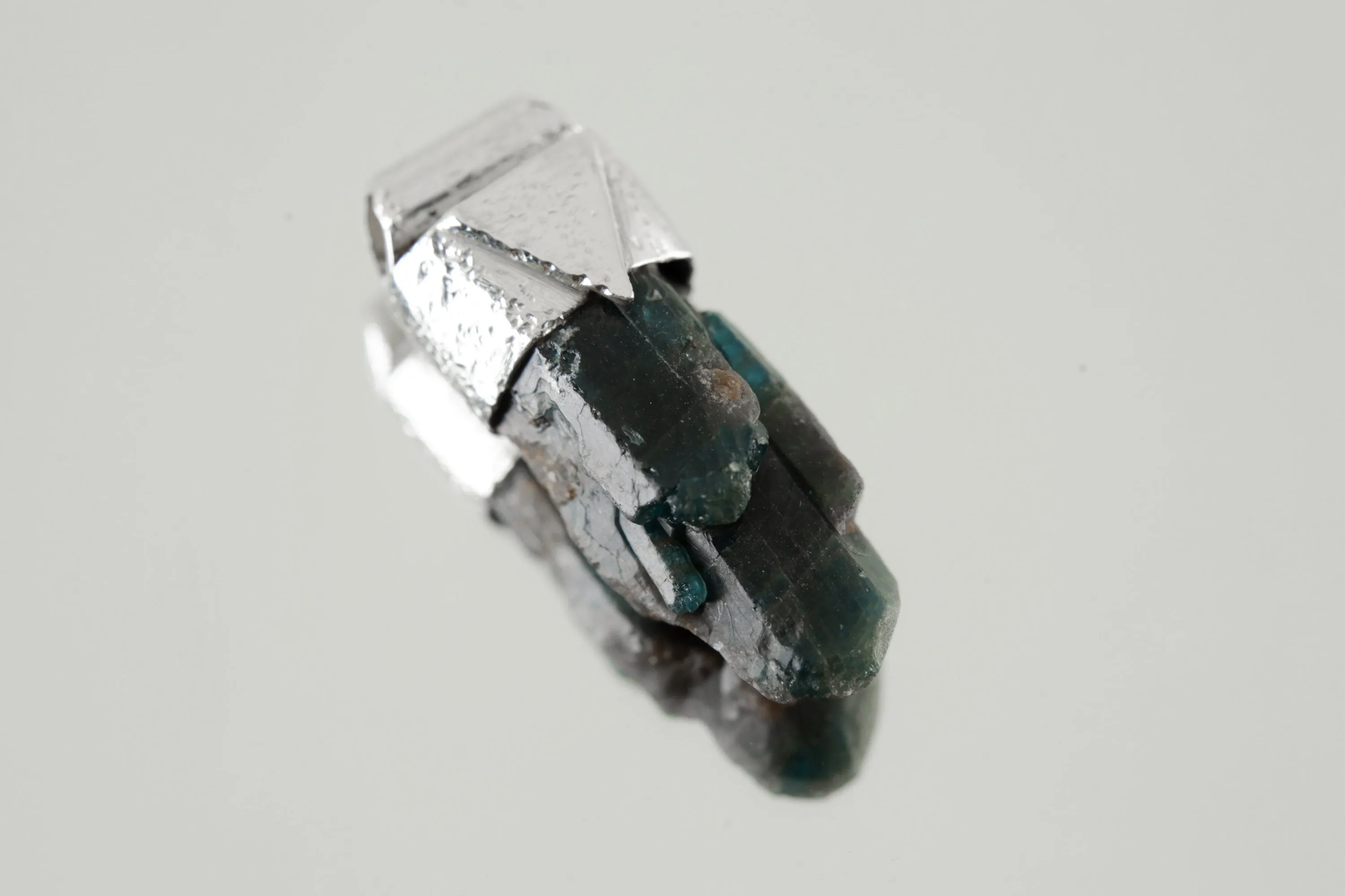 Rare Multi-Terminated Blue Apatite Specimen Pendant, Stack Collection Charm, Organic Textured Sterling Silver, Throat Chakra, Gemini Zodiac
