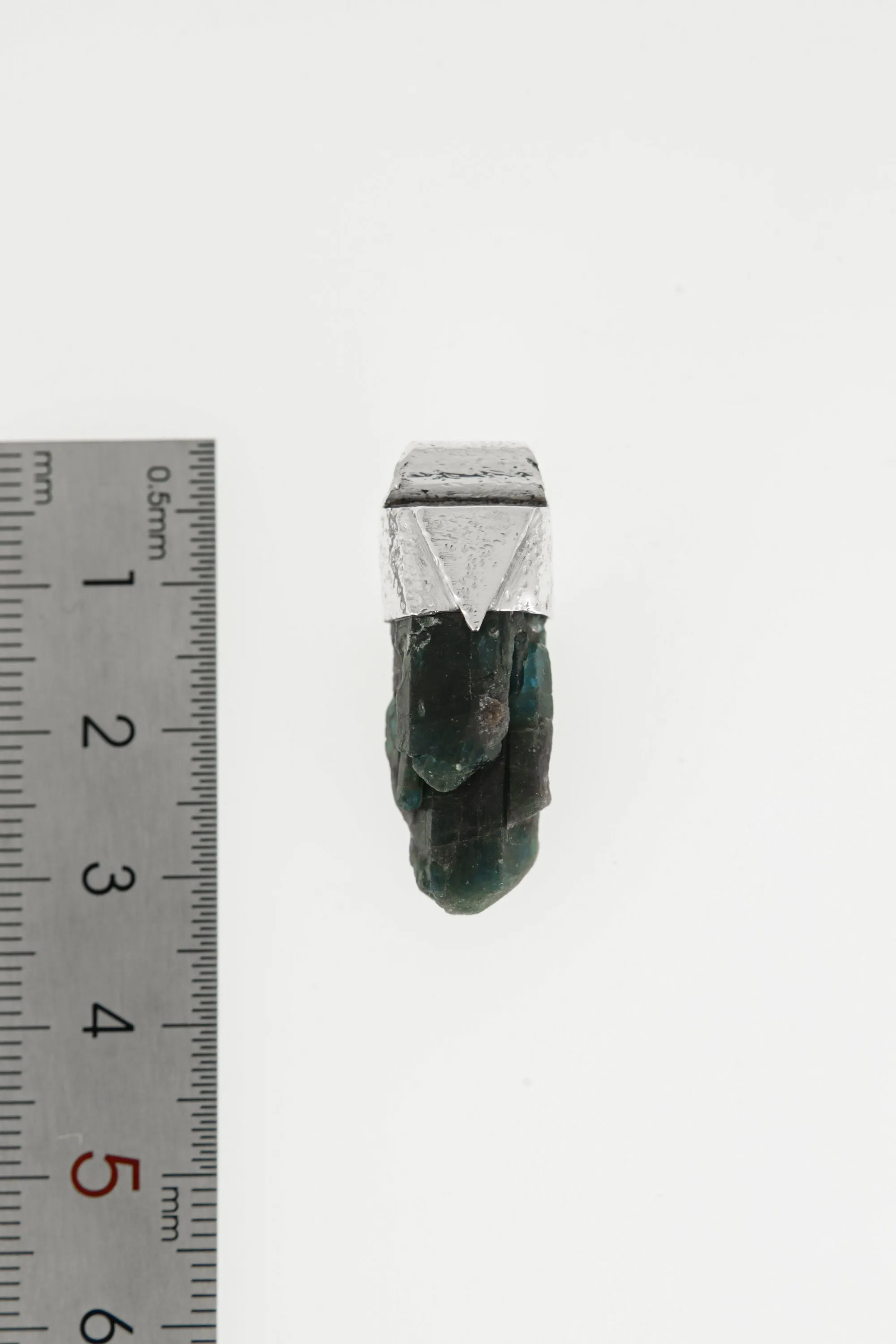Rare Multi-Terminated Blue Apatite Specimen Pendant, Stack Collection Charm, Organic Textured Sterling Silver, Throat Chakra, Gemini Zodiac