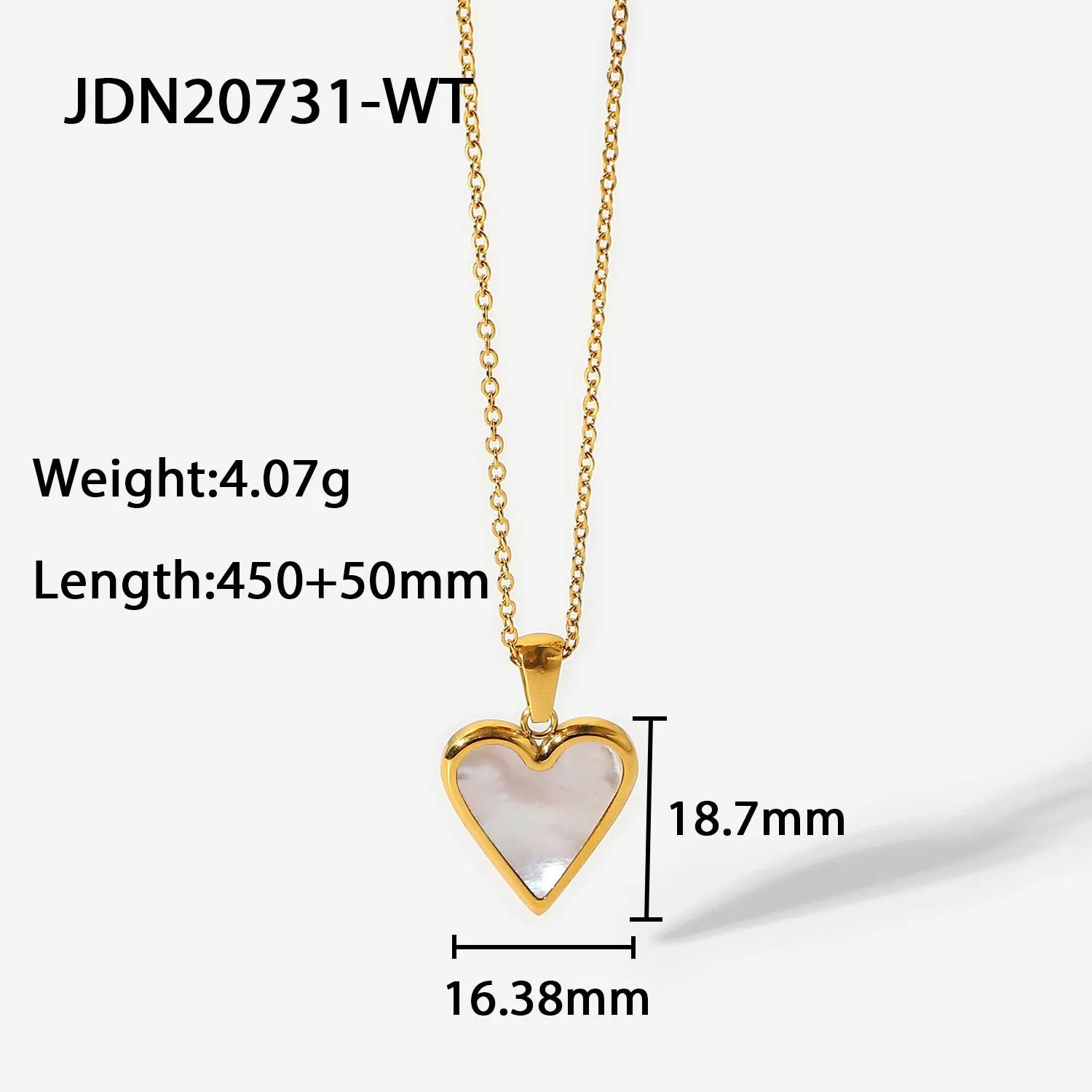 SISSLIA 18K Gold White Shell Green Peacock Stone Black Shell Love Pendant Titanium Steel Necklace Jewelry for Women