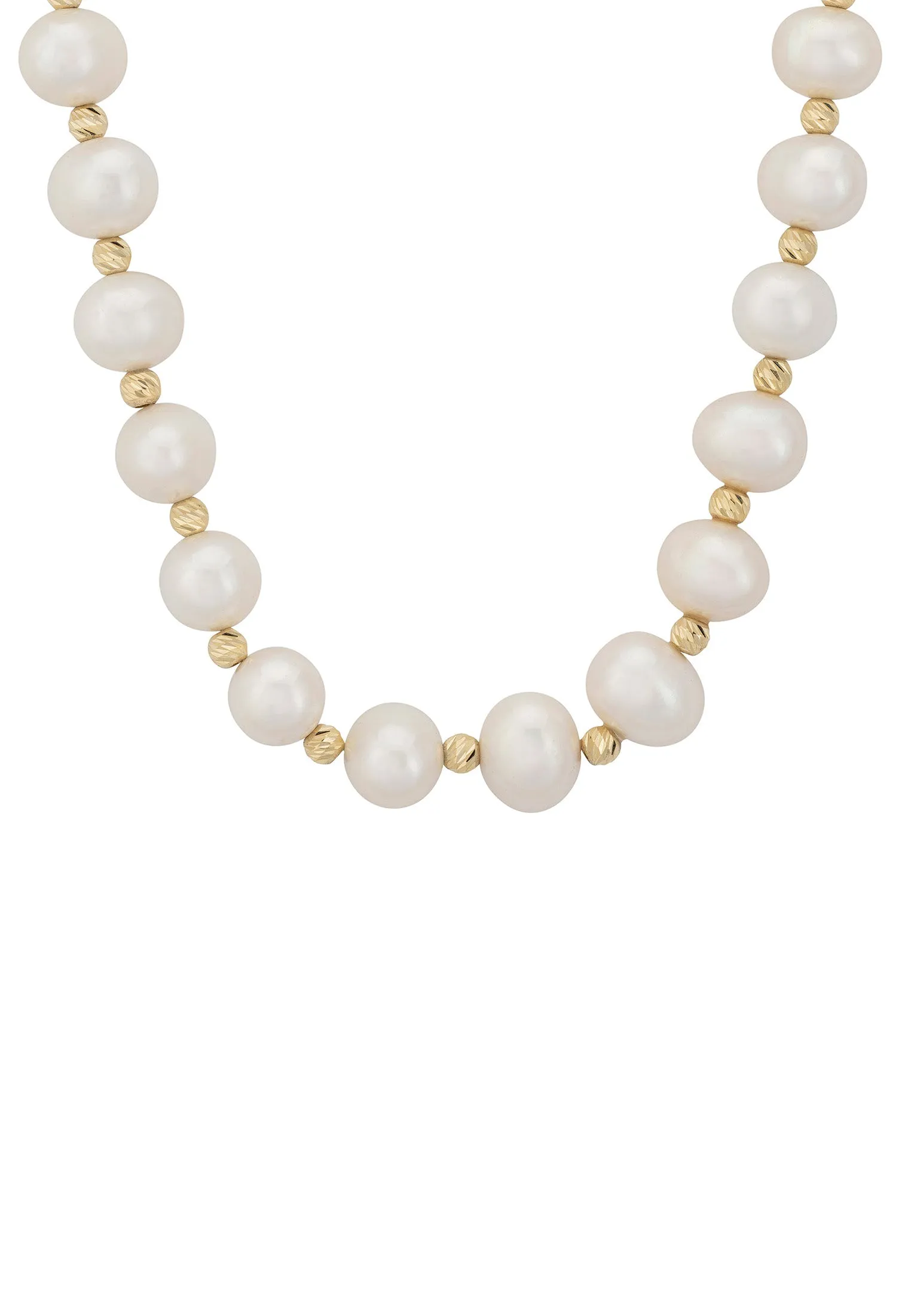 Solid 14K Gold Classic Natural Pearl Necklace
