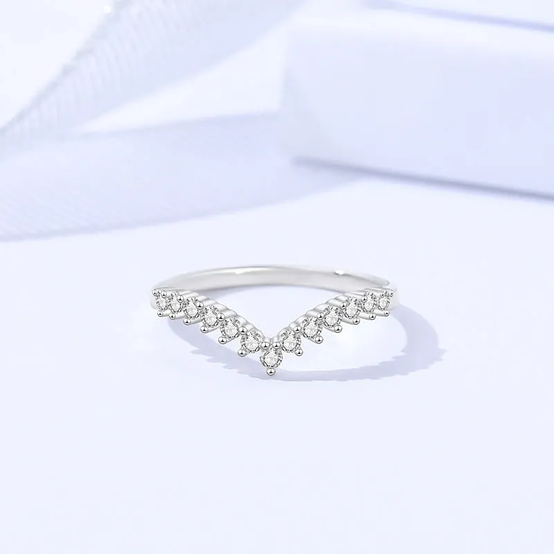 Sterling silver crown ring women's fashionable diamond high-end ring opening adjustable