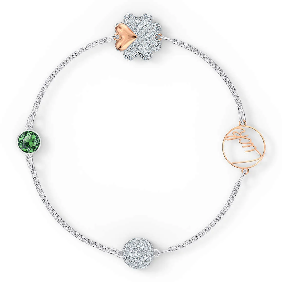 Swarovski Remix Bracelet Clover Strand, Green, mixed metal, M -5556901