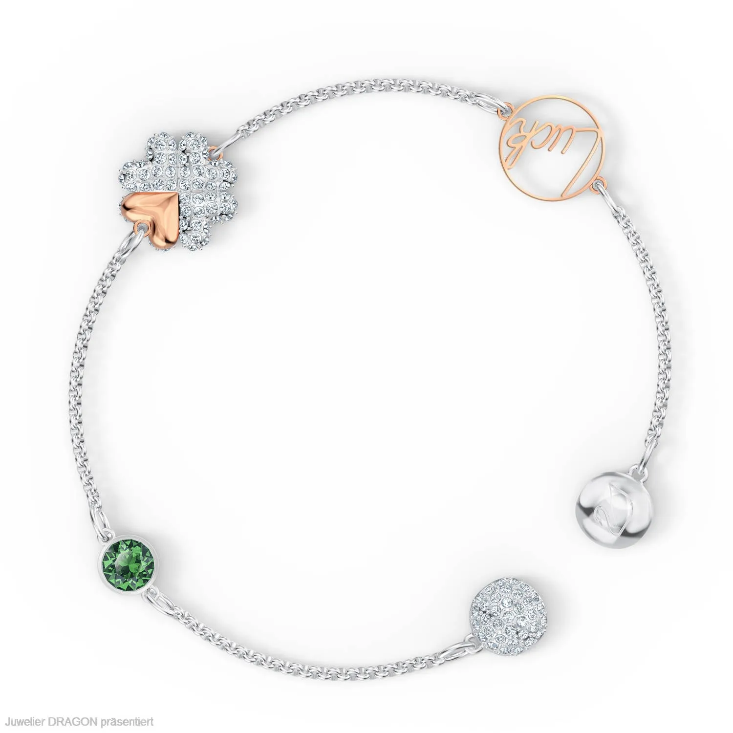 Swarovski Remix Bracelet Clover Strand, Green, mixed metal, M -5556901