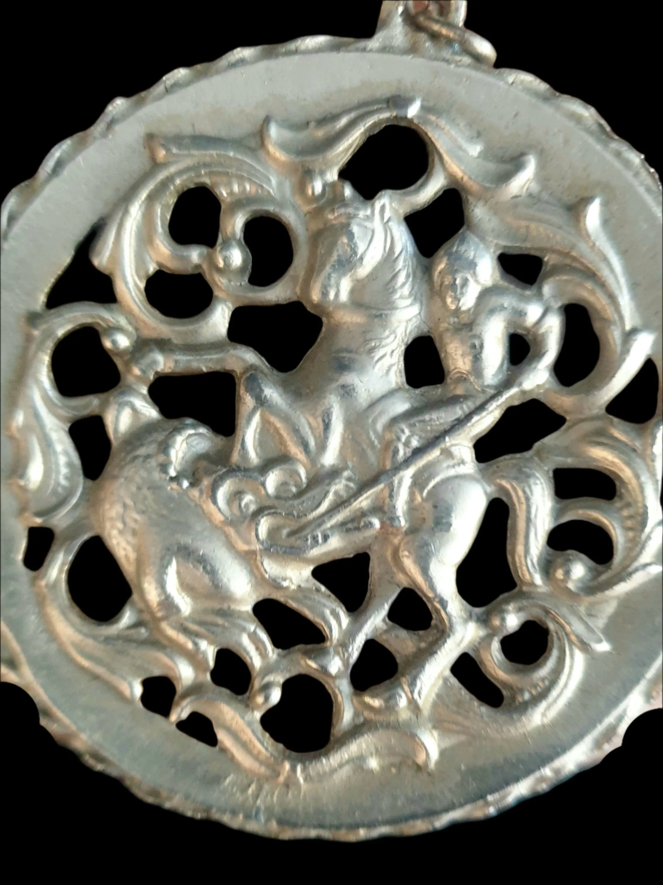 Vintage Saint George Slaying Dragon Medallion Necklace